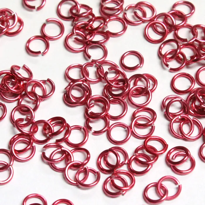SHINY DARK ROSE 3.4mm 20 GA Jump Rings / 5 Gram Pack (approx 275) / sawcut round open anodized aluminum
