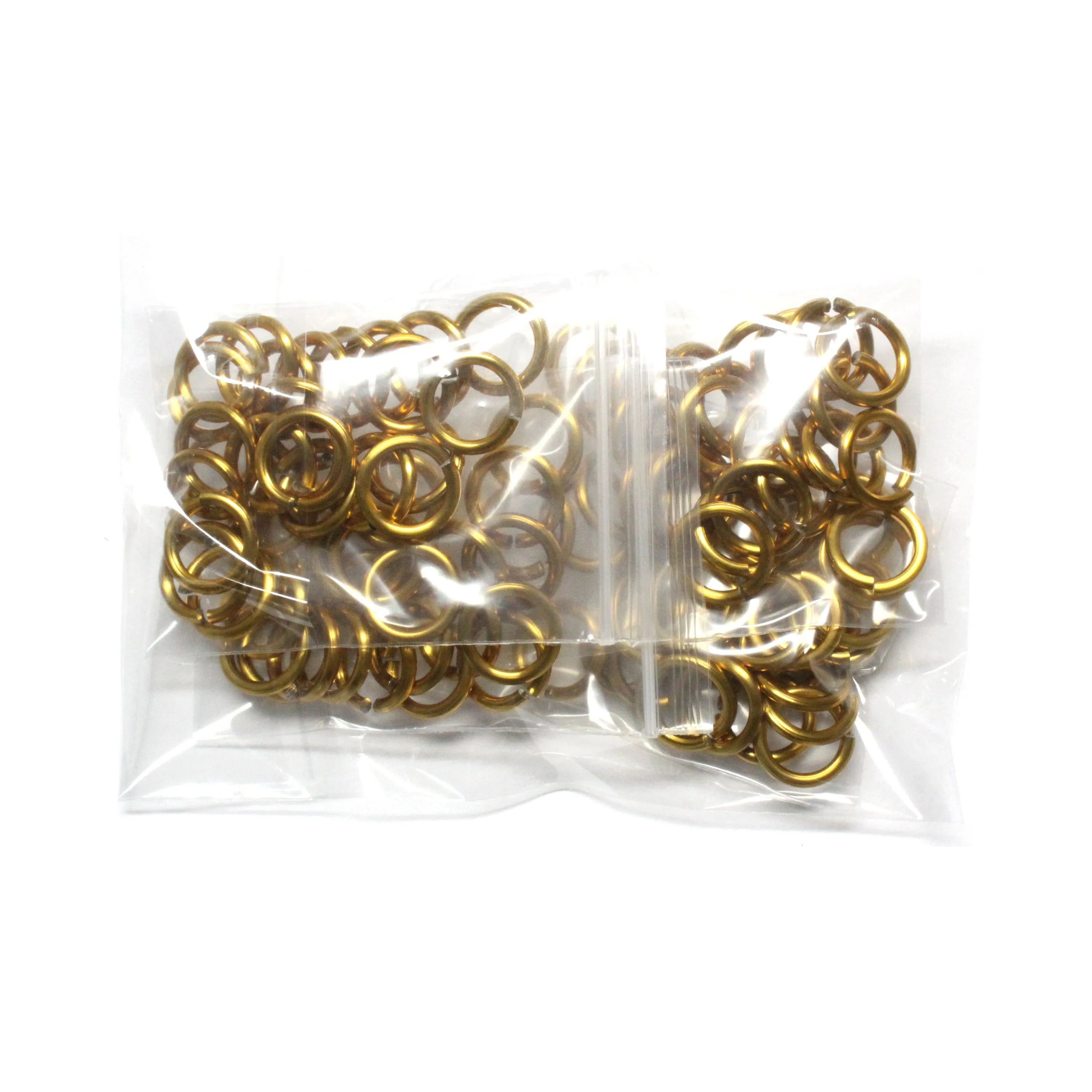 SHINY GOLD 10mm 12 GA Jump Rings / 100 Pack / sawcut round open anodized aluminum