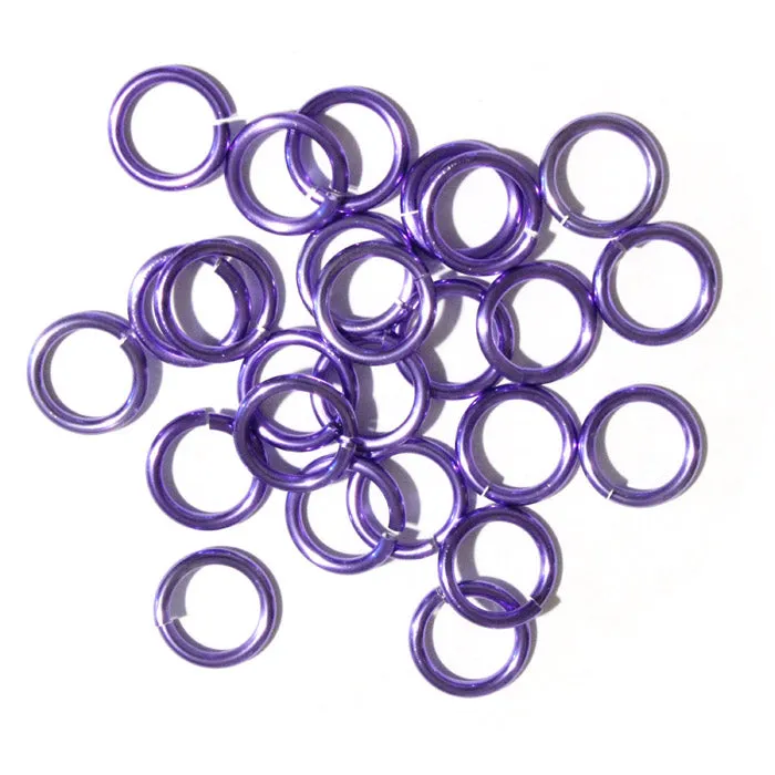 SHINY LAVENDER 10mm 12 GA Jump Rings / 100 Pack / sawcut round open anodized aluminum