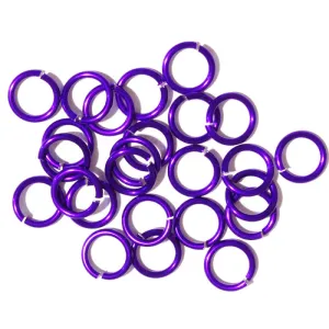 SHINY PURPLE 10mm 12 GA Jump Rings / 100 Pack / sawcut round open anodized aluminum
