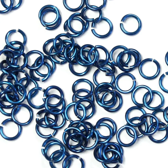 SHINY ROYAL BLUE 4mm 18 GA AWG Jump Rings / 5 Gram Pack (approx 150) / sawcut round open anodized aluminum ID
