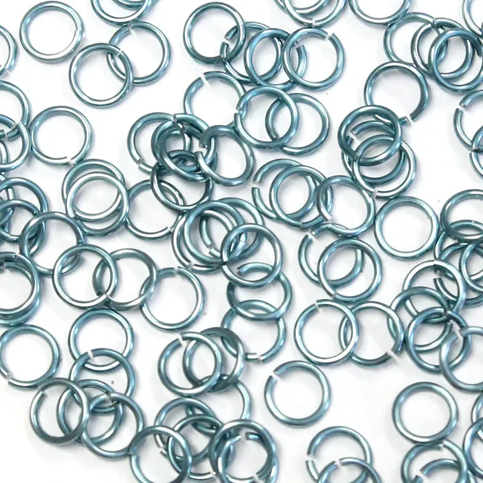 SHINY SKY BLUE 5mm 18 GA Jump Rings / 5 Gram Pack (approx 130) / sawcut round open anodized aluminum