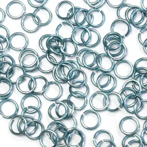 SHINY SKY BLUE 5mm 18 GA Jump Rings / 5 Gram Pack (approx 130) / sawcut round open anodized aluminum