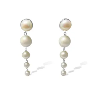 Silver Perle 5 Drop Fresh Water Pearl & Silver Earrings W/S