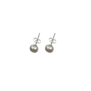 Silver Perle 6mm Fresh Water Pearl Stud Earrings W/S