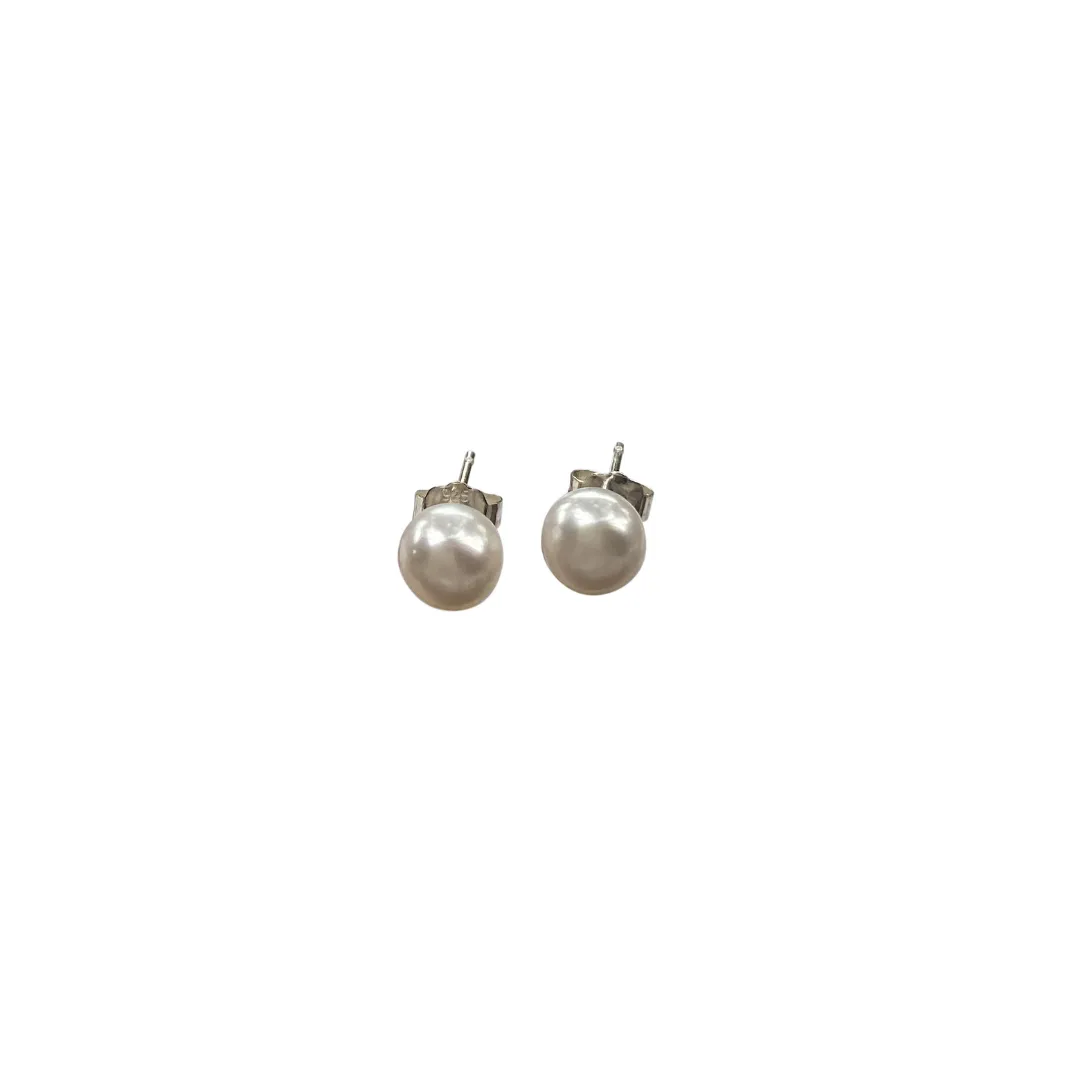 Silver Perle 6mm Fresh Water Pearl Stud Earrings W/S