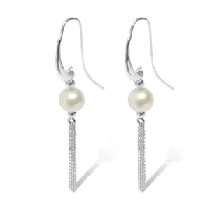 Silver Perle Pearl & Chain Earrings