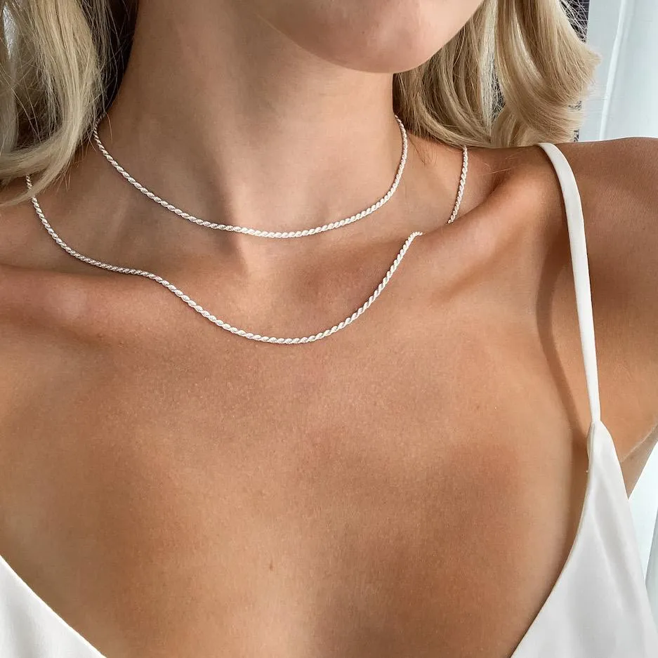 Silver Rope Chain Necklace