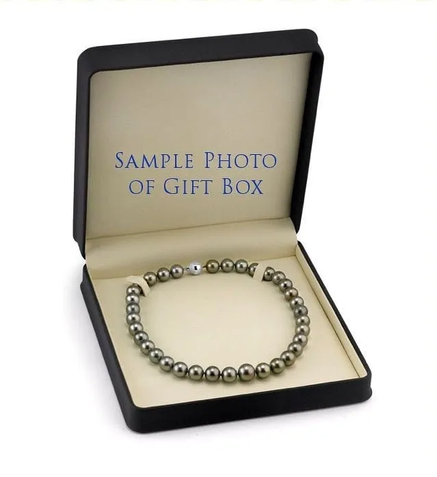 Silver Tahitian True Round Pearl Necklace, 9.0-11.0mm - AAAA Quality