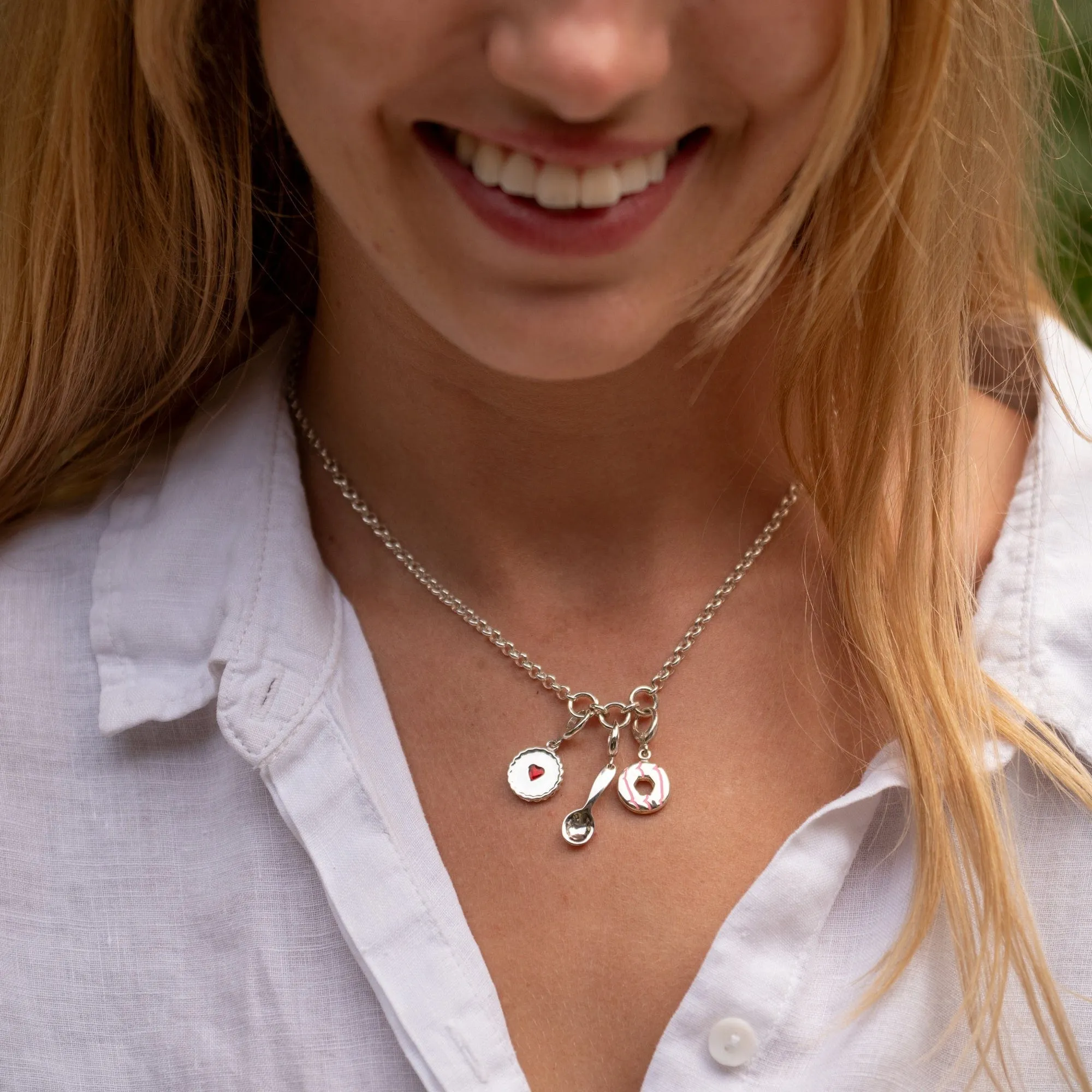 Silver Trinity Charm Collector Necklace