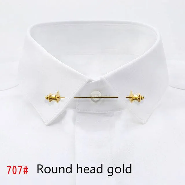 Simple Personality Gold Color Pins Brooches Metal Chain Tassel Shirt Collar Lapel Pin