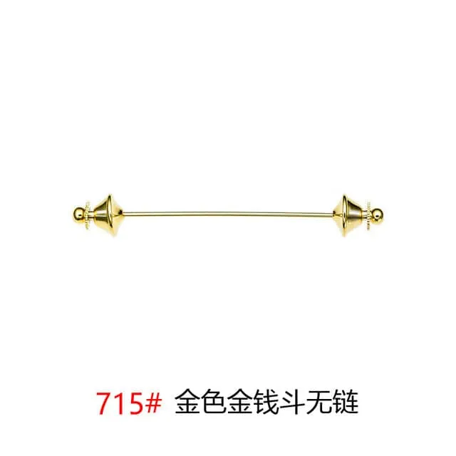 Simple Personality Gold Color Pins Brooches Metal Chain Tassel Shirt Collar Lapel Pin