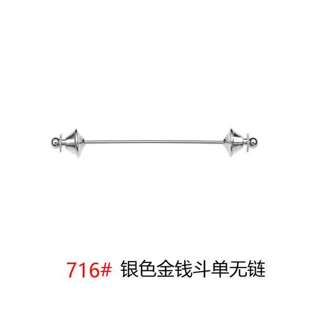 Simple Personality Gold Color Pins Brooches Metal Chain Tassel Shirt Collar Lapel Pin