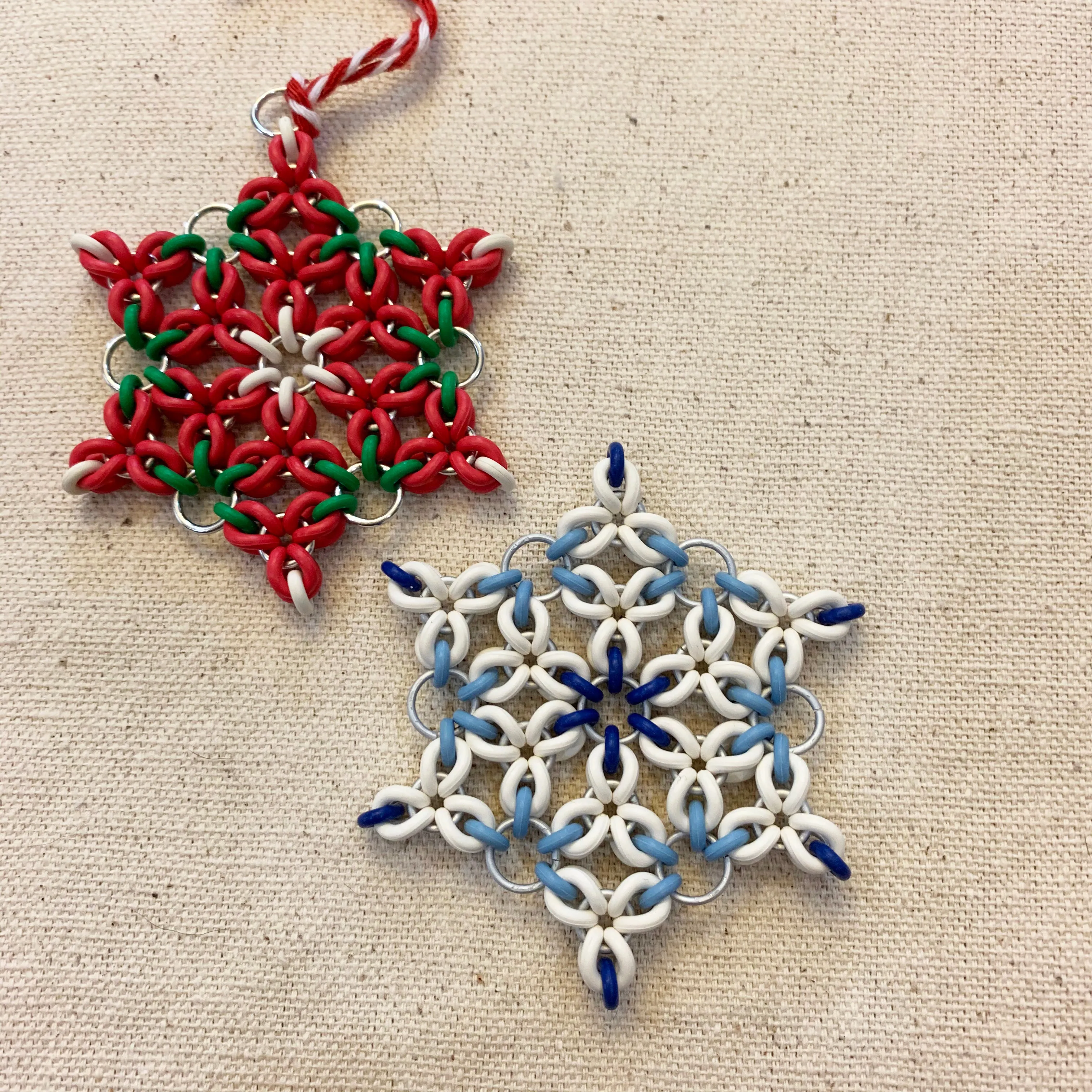 Snowflake Tri Flower Ornament Mini Kit with FREE Video - White with Celestial and Powder Blue