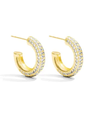 Sophisticated Vibes, Pave Hoops - Gold
