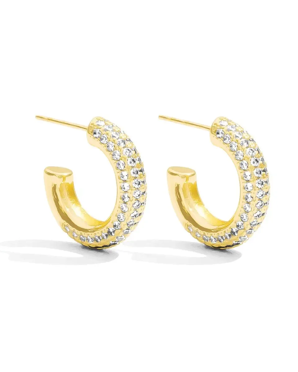 Sophisticated Vibes, Pave Hoops - Gold