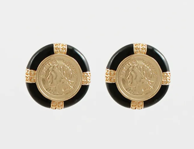 Stationed Coin Round Acrylic Earrings