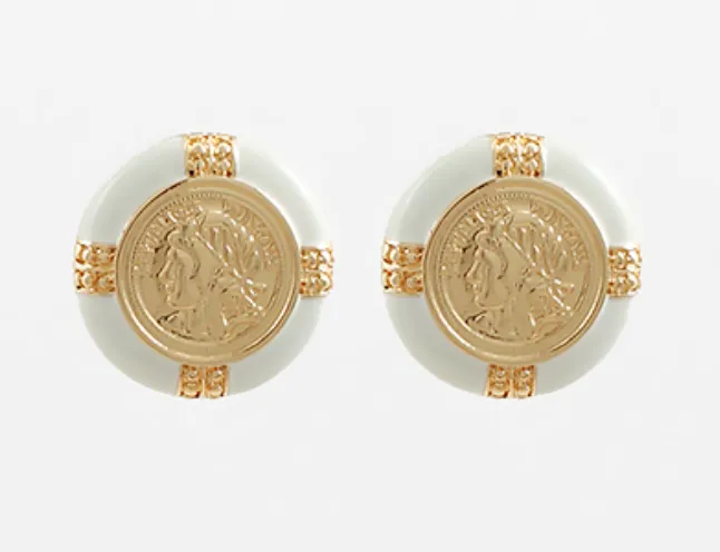 Stationed Coin Round Acrylic Earrings