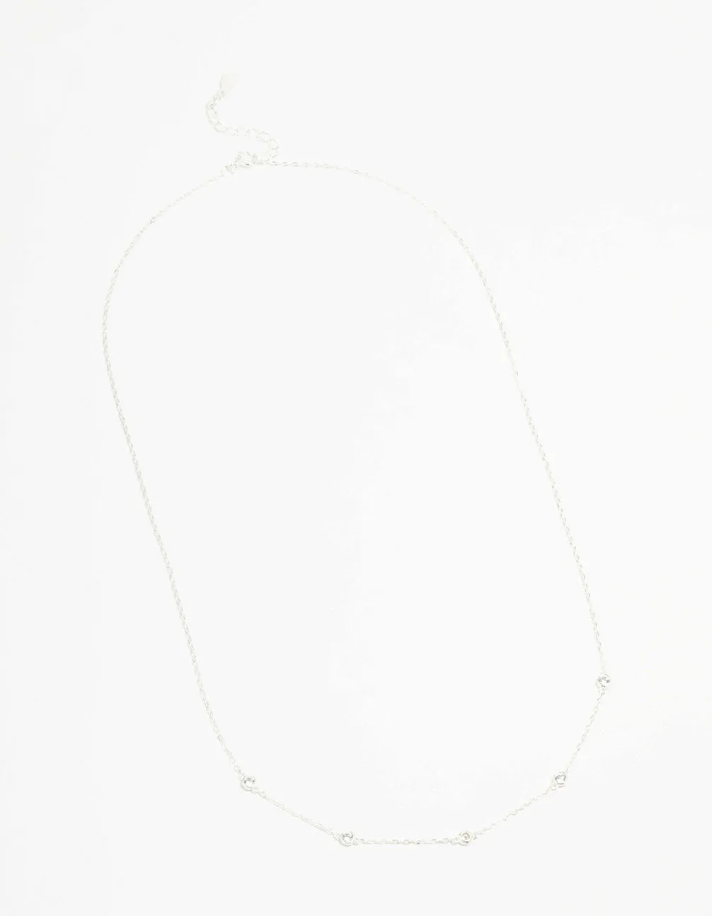 Sterling Silver Circle Cubic Zirconia  Chain Necklace