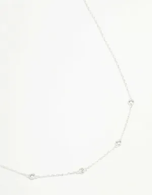 Sterling Silver Circle Cubic Zirconia  Chain Necklace