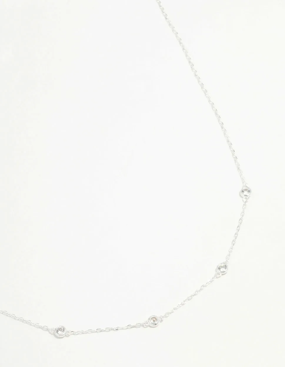 Sterling Silver Circle Cubic Zirconia  Chain Necklace