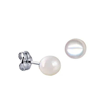 Sterling Silver Fresh Water Button Pearl Studs