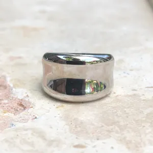 Sterling Silver High Polished Concave Cigar Band Ring