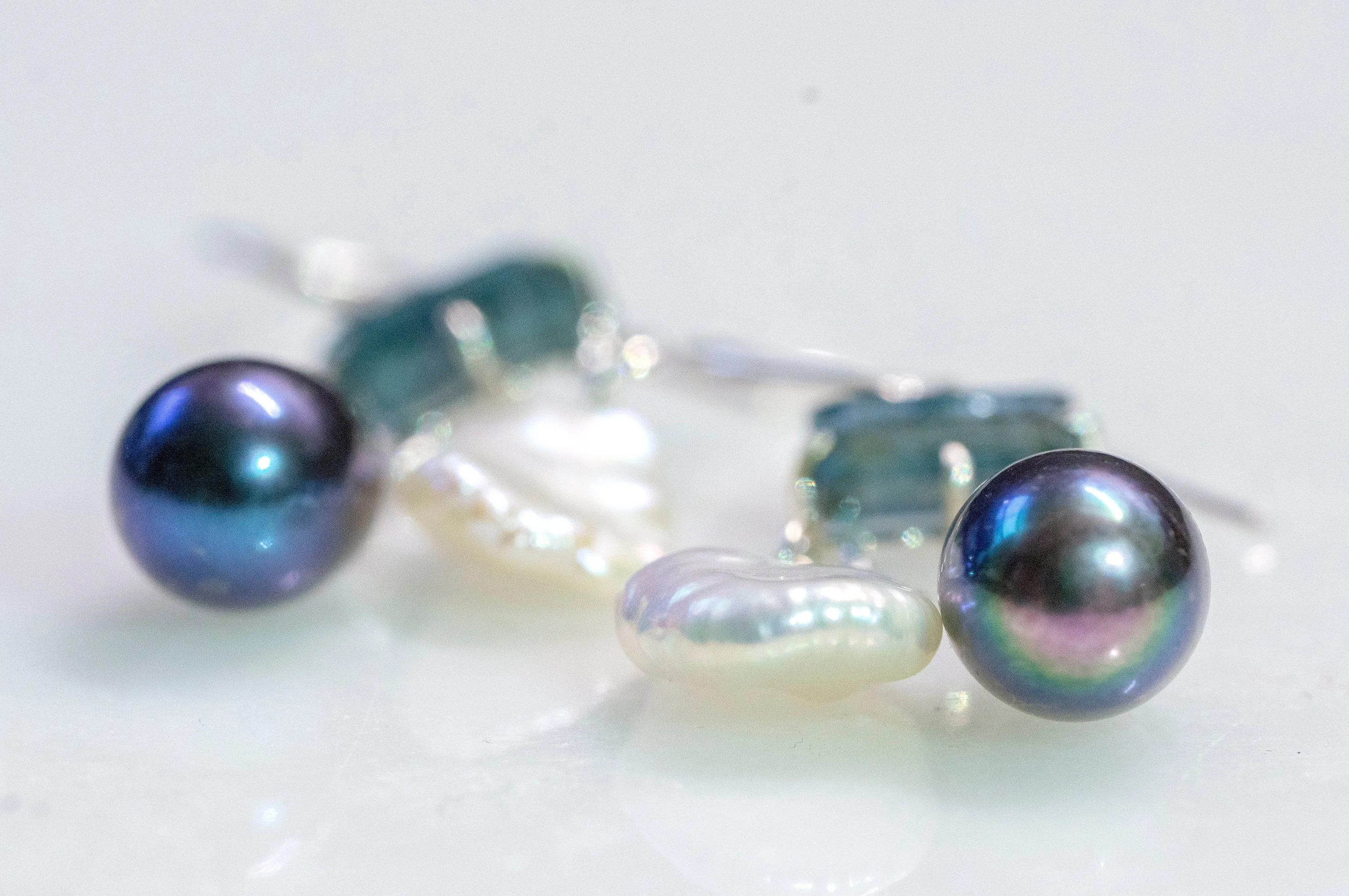 Sterling silver pearl mobile earrings