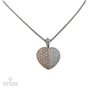 Stunning Heart Shaped Diamond Pendant - 18K White Gold