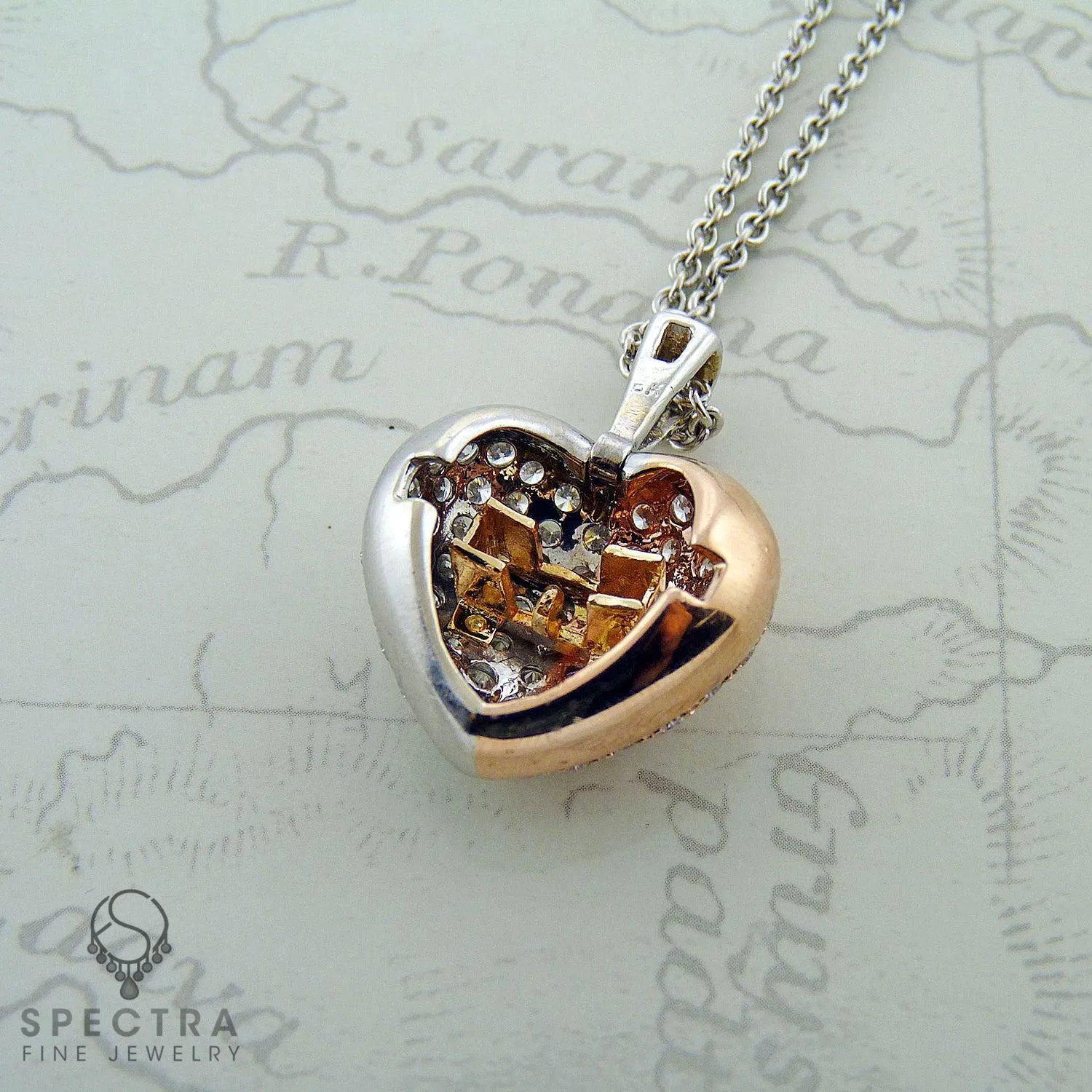 Stunning Heart Shaped Diamond Pendant - 18K White Gold