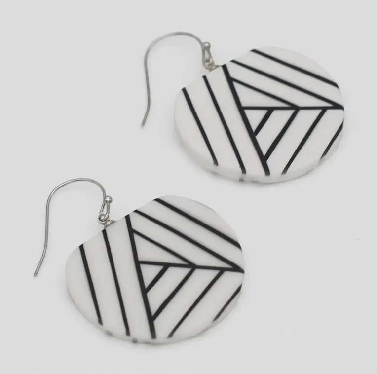 SYLCA White and Black Palma Earrings
