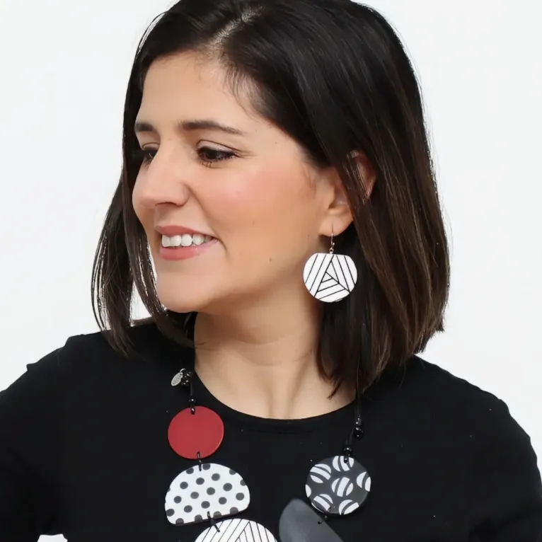 SYLCA White and Black Palma Earrings