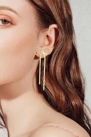 Tassel Bow Tie Pin Earrings-Multi