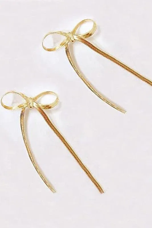 Tassel Bow Tie Pin Earrings-Multi
