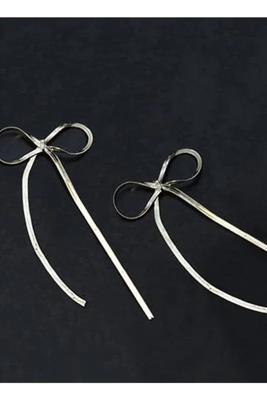 Tassel Bow Tie Pin Earrings-Multi