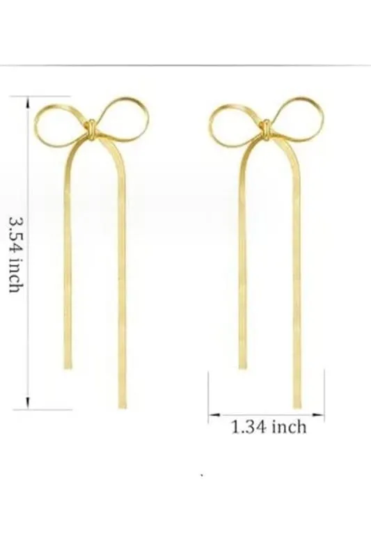 Tassel Bow Tie Pin Earrings-Multi