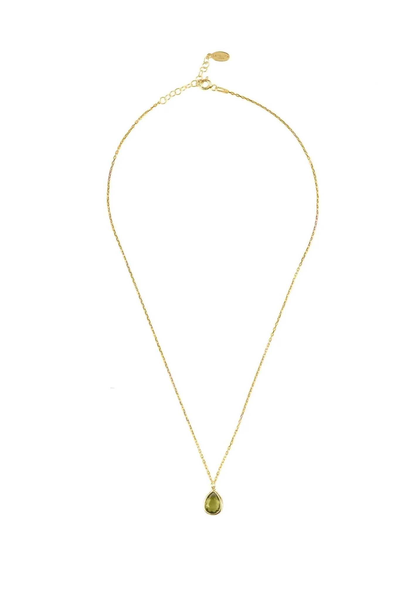 Teardrop Necklace Dipped in Gold with Peridot