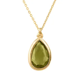 Teardrop Necklace Dipped in Gold with Peridot