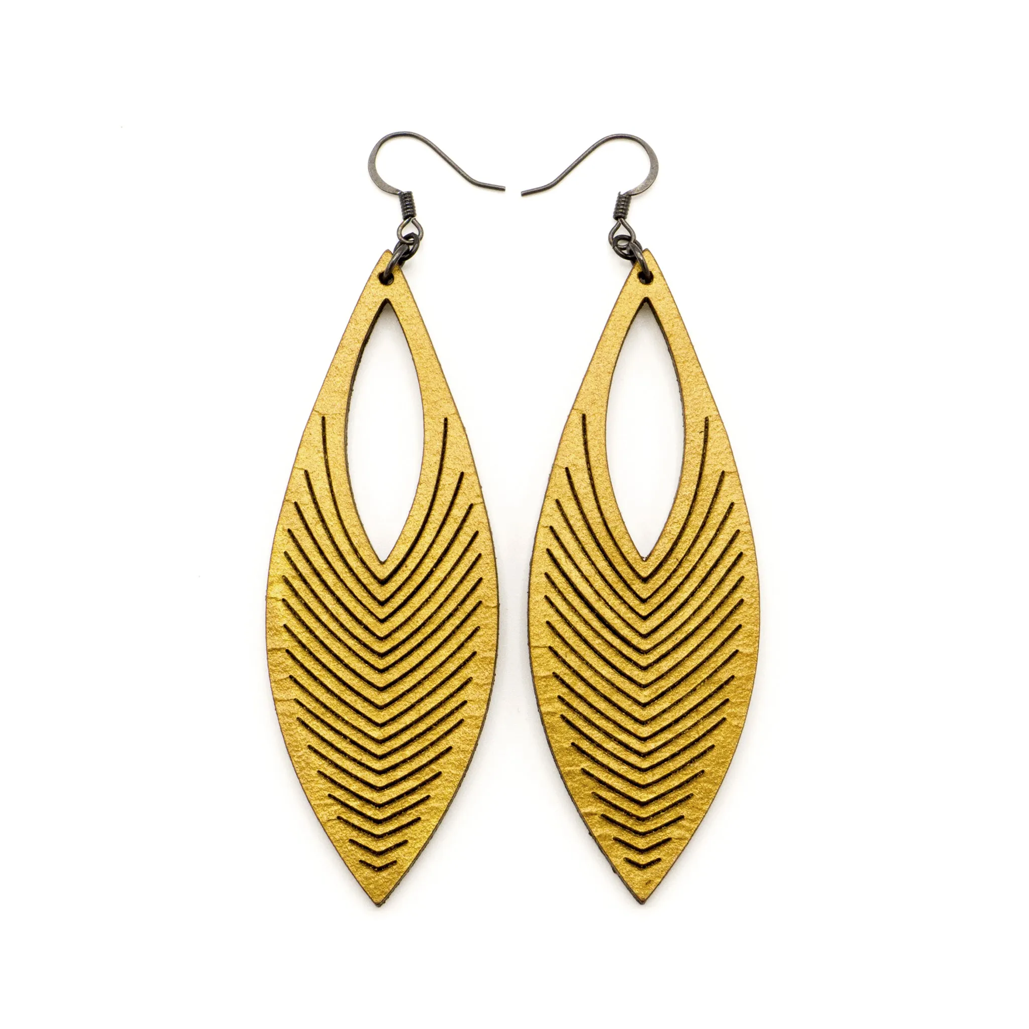 Terrabyte 01 // Leather Earrings - Gold