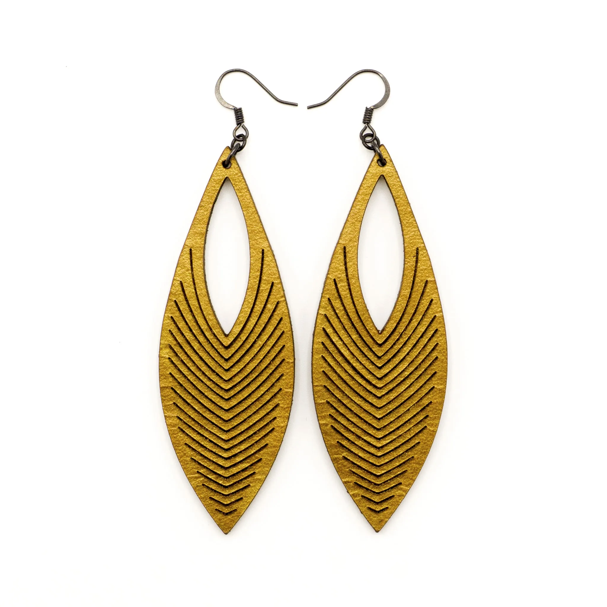 Terrabyte 01 // Leather Earrings - Gold