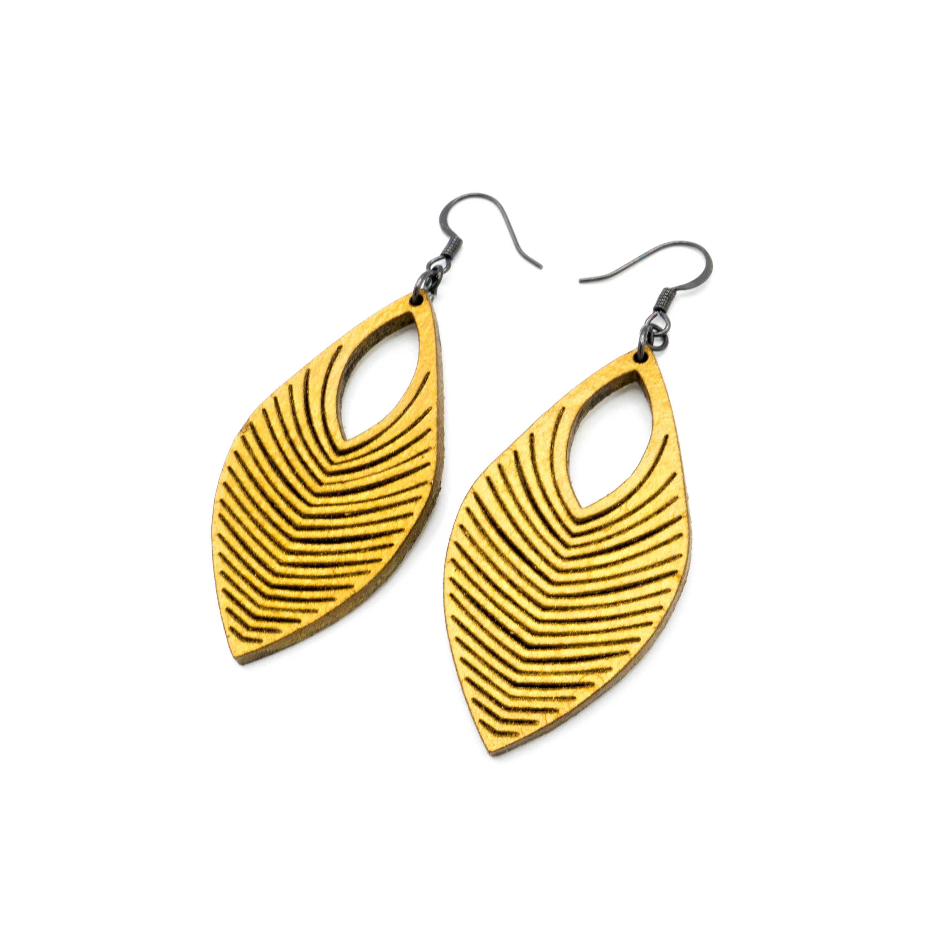 Terrabyte 06 // Leather Earrings - Gold