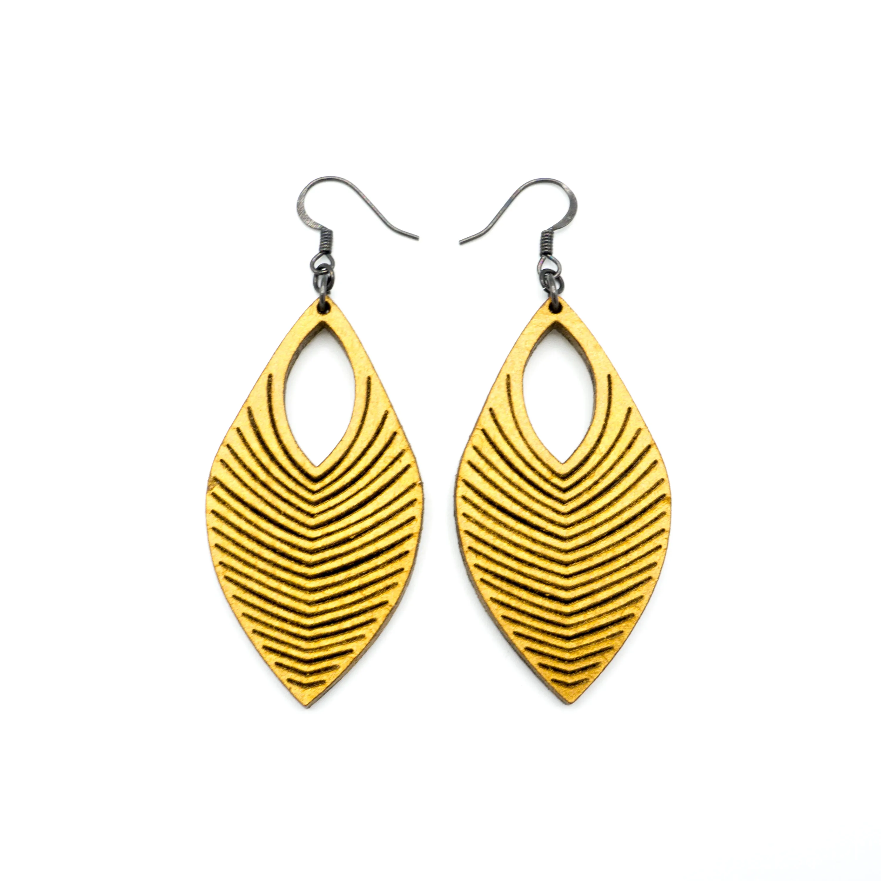 Terrabyte 06 // Leather Earrings - Gold