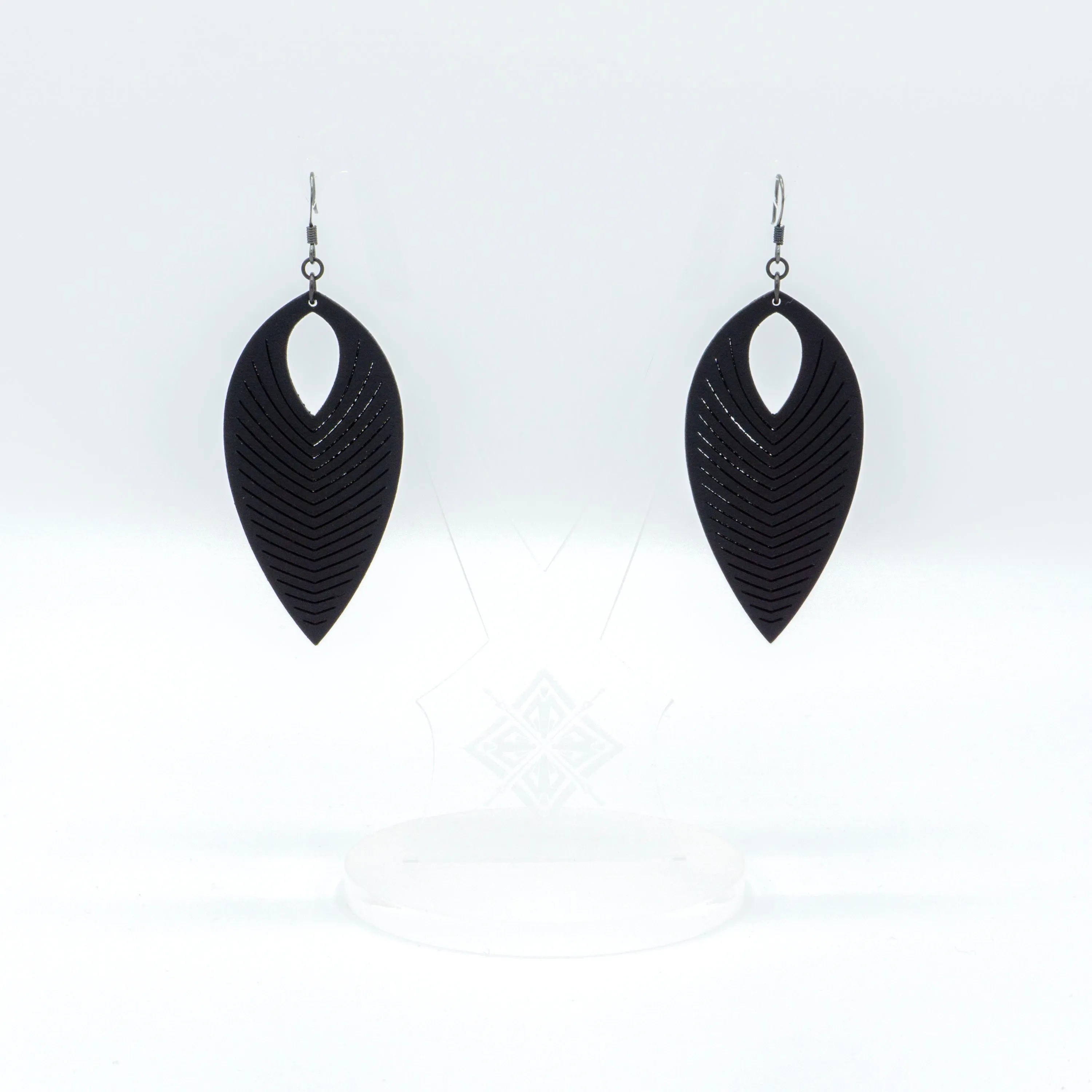 Terrabyte 07_1 // Leather Earrings - Black
