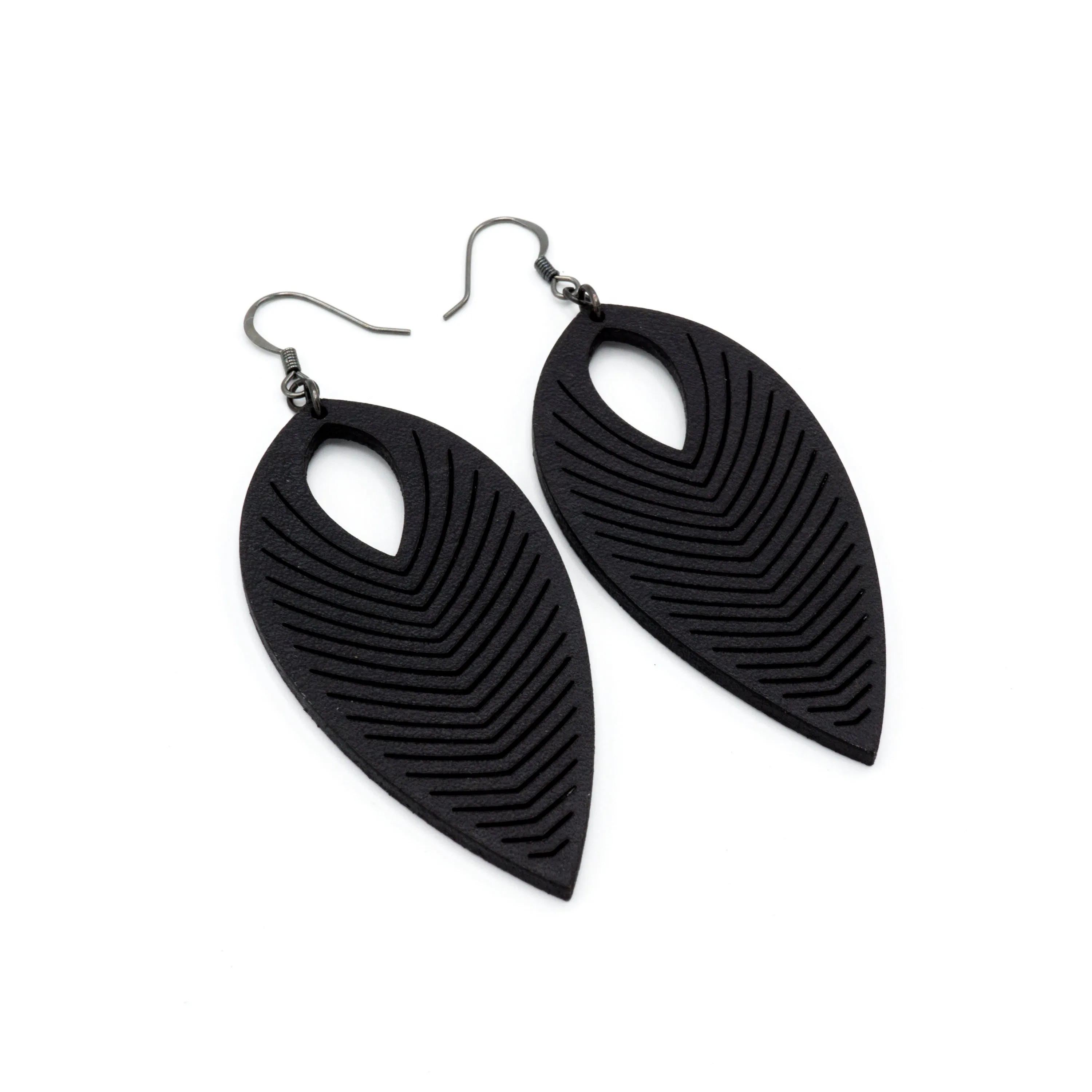 Terrabyte 07_1 // Leather Earrings - Black
