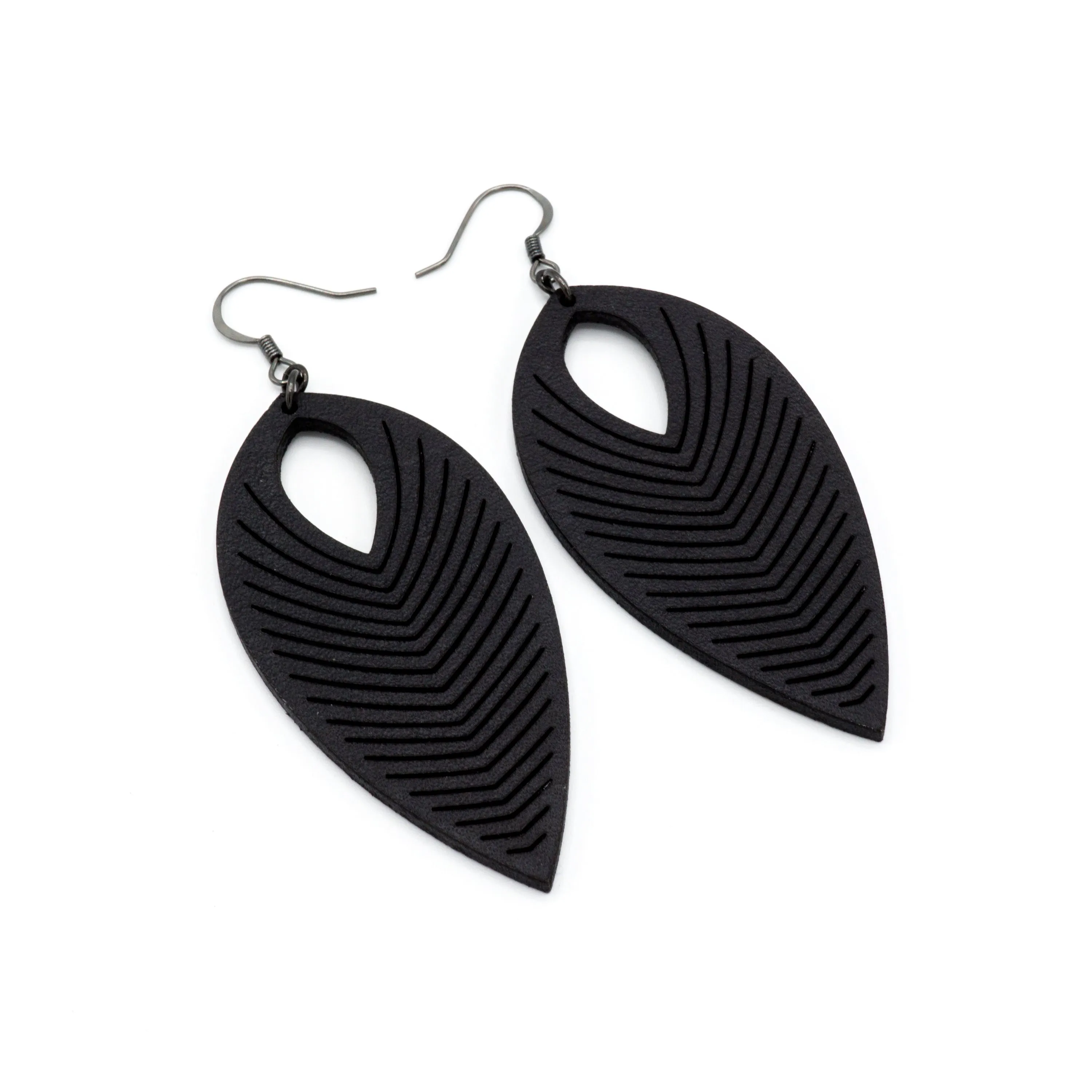Terrabyte 07_1 // Leather Earrings - Black
