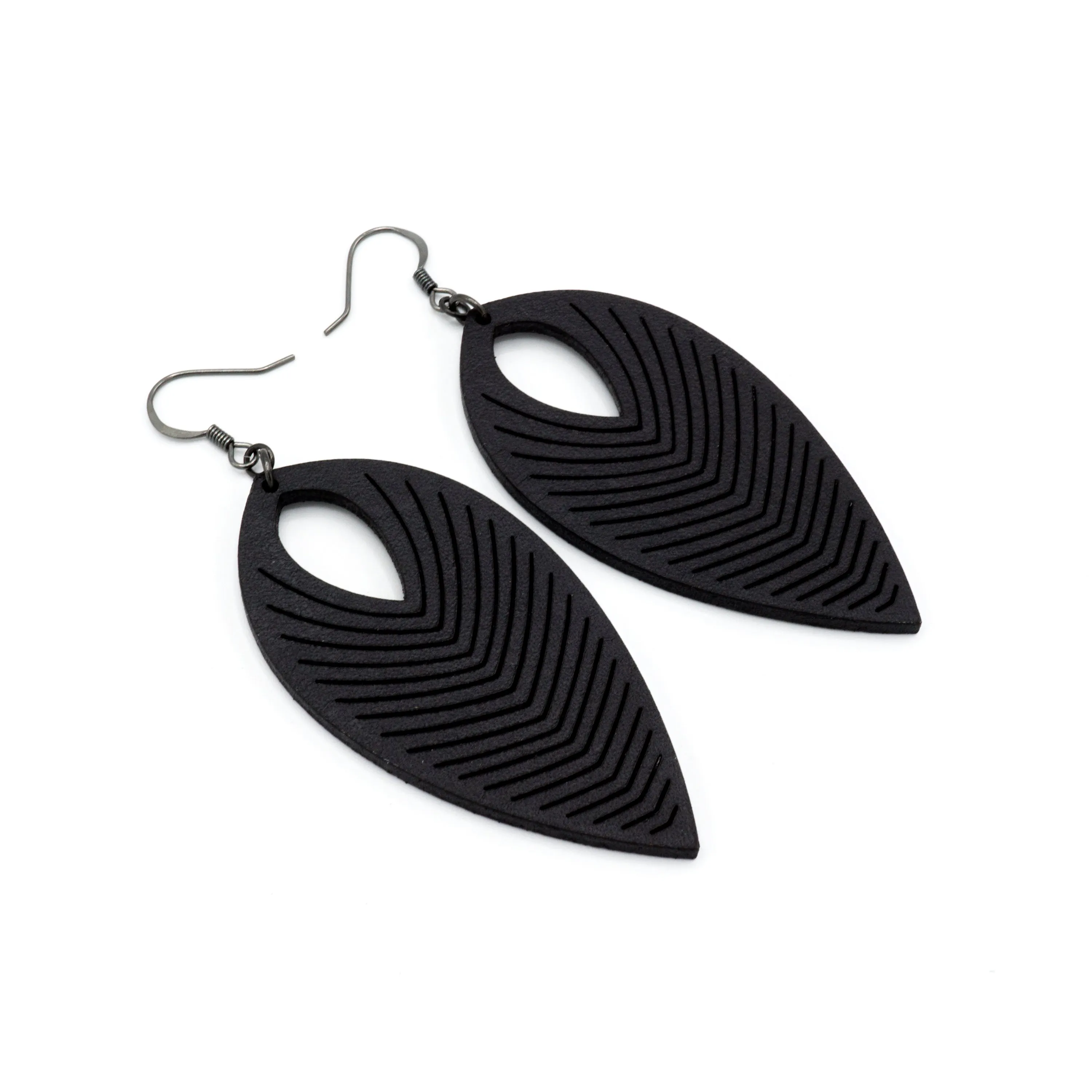 Terrabyte 07_1 // Leather Earrings - Black
