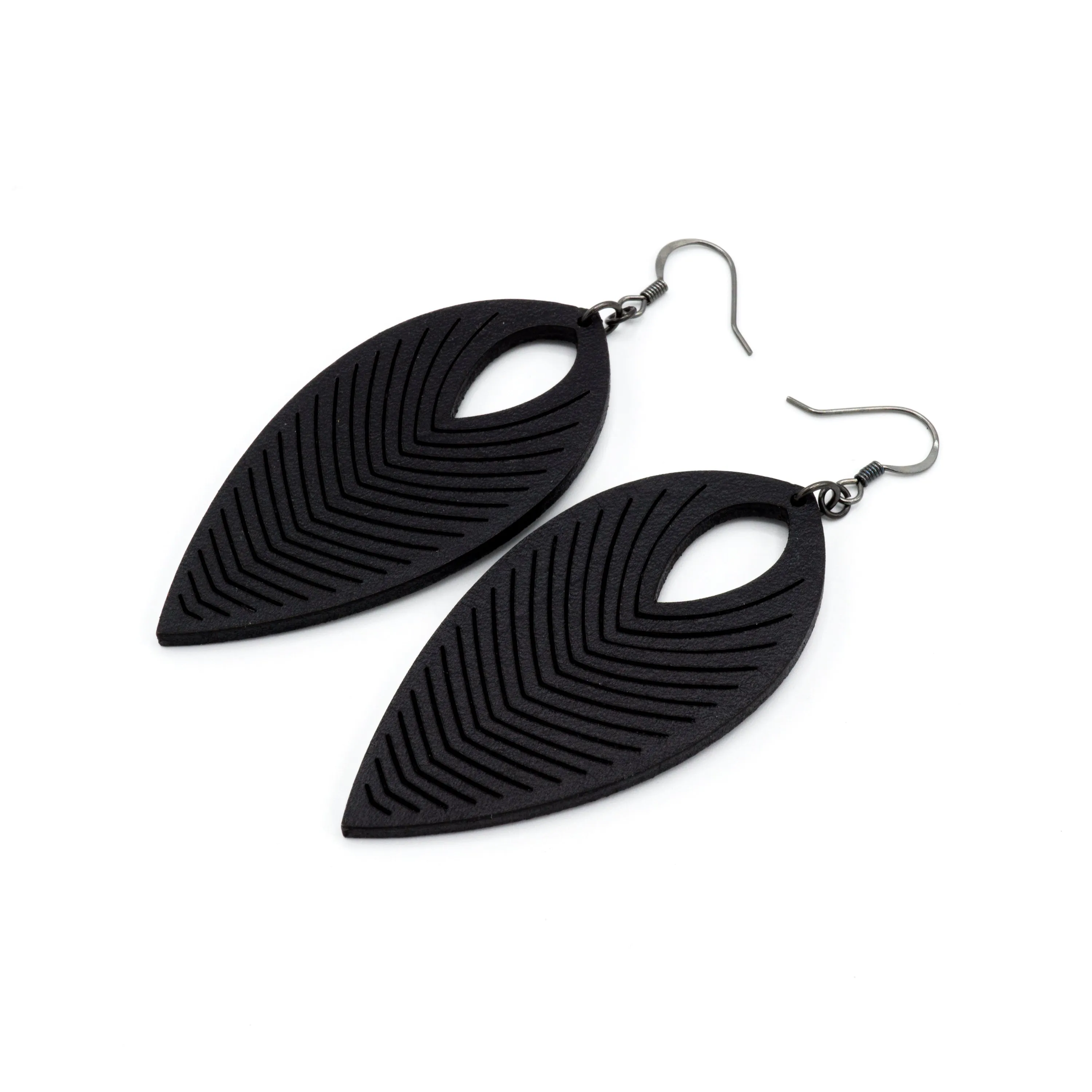 Terrabyte 07_1 // Leather Earrings - Black