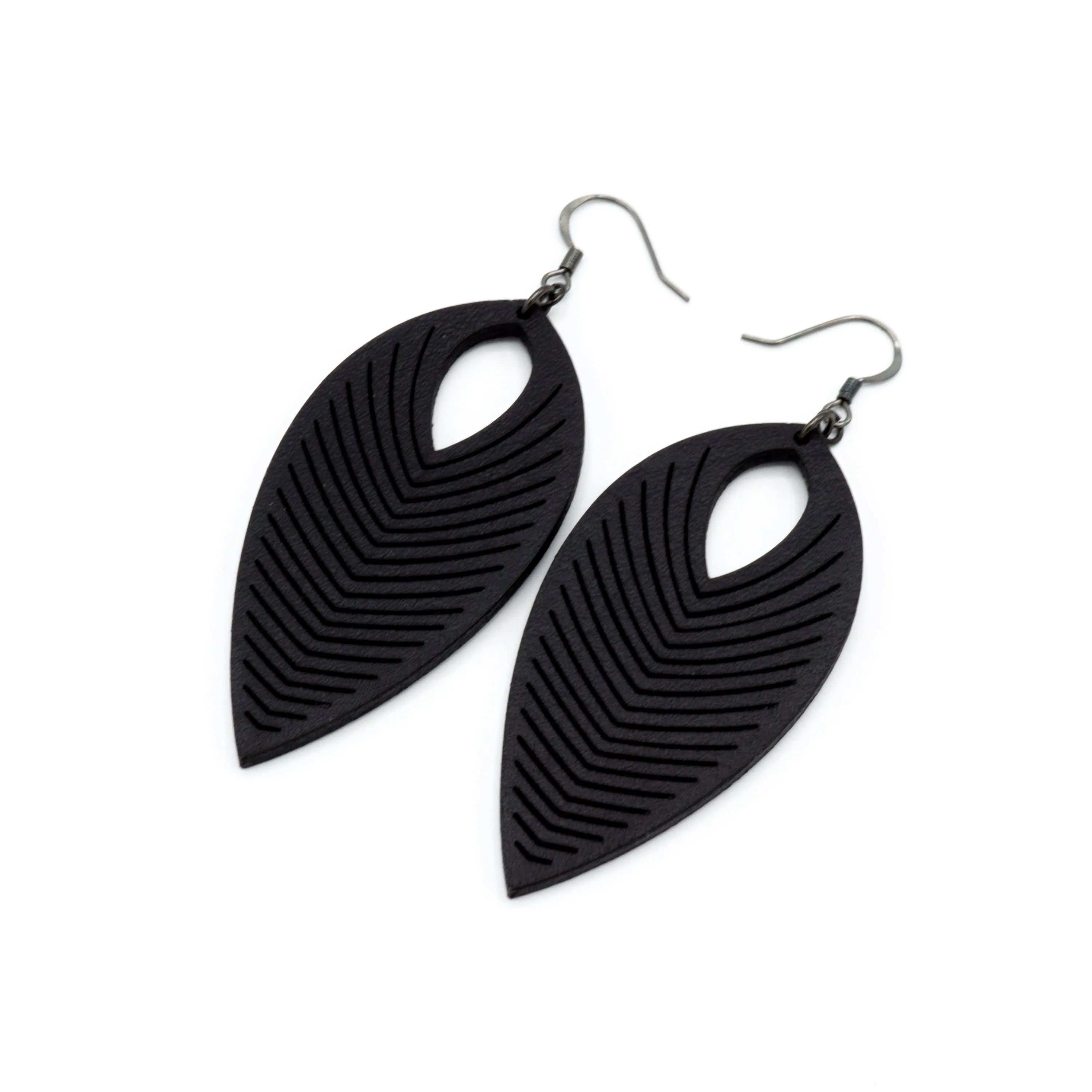 Terrabyte 07_1 // Leather Earrings - Black