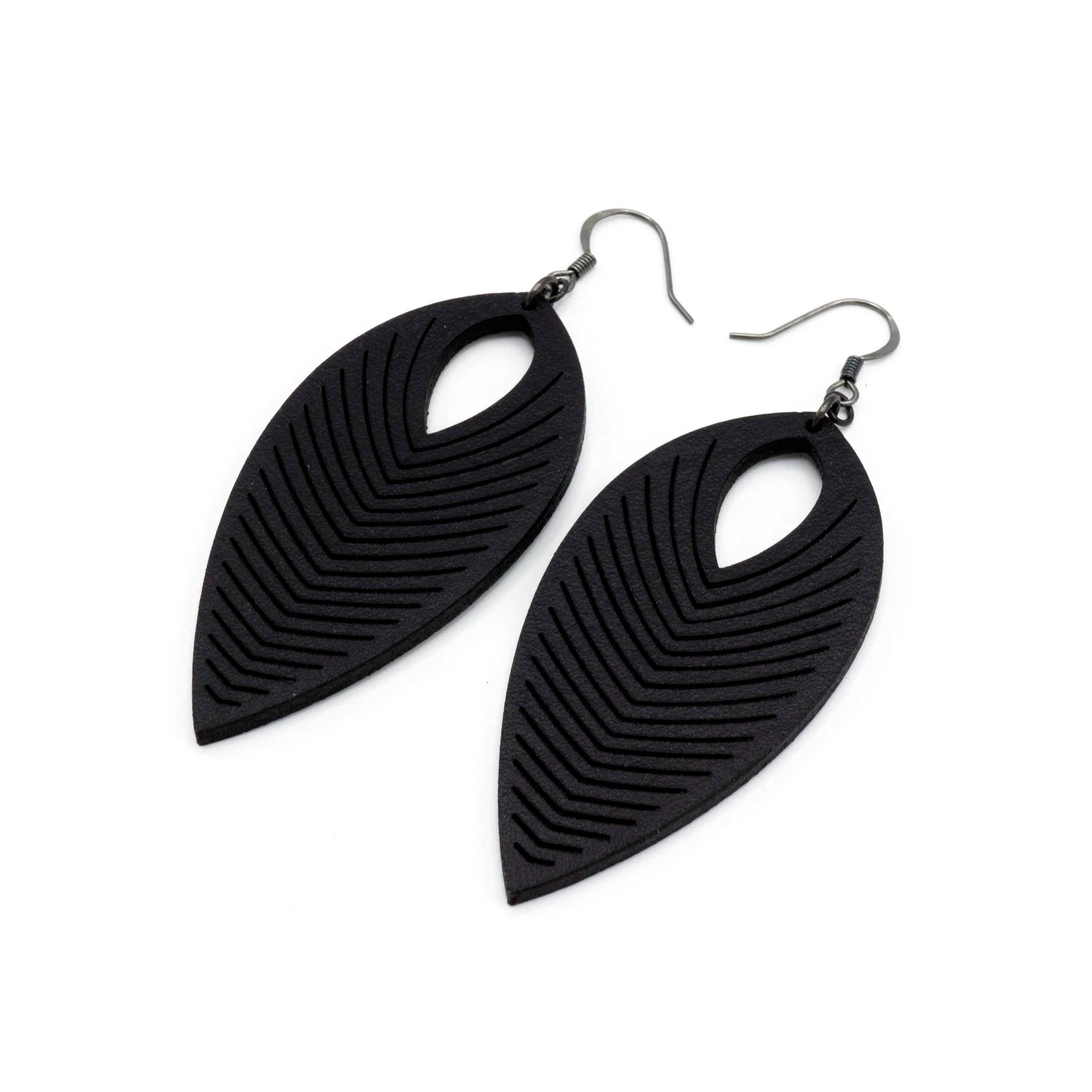 Terrabyte 07_1 // Leather Earrings - Black