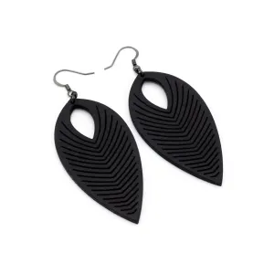 Terrabyte 07_1 // Leather Earrings - Black